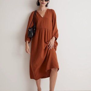 Madewell Lightspun V-Neck Midi Dress
